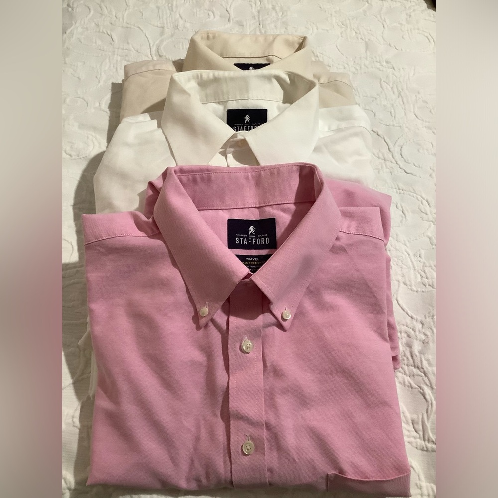 Staford Travel Wrinkle Free size 17 37-36 regular fit 3 shirts